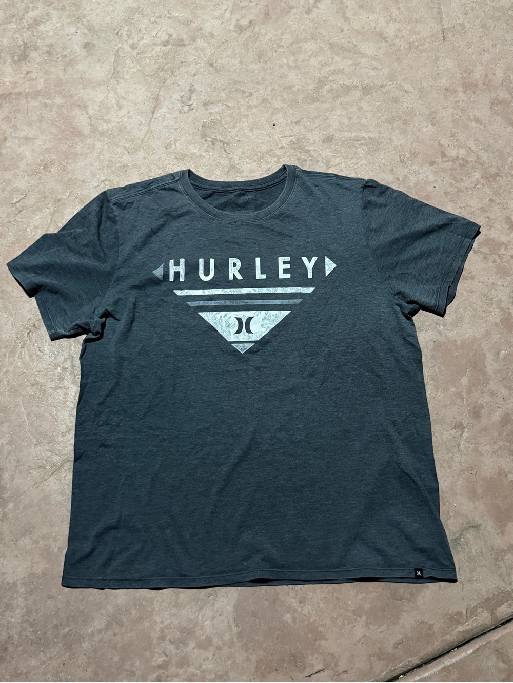 Hurley Men's Gray Graphic Logo Crew Neck Short Sleeve Regular Size M Tee